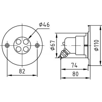 Прож. Power LED, 4x3 Вт, 12В DC, 50°, круг 110 мм, V4A, монох. 6000К, 5 м кабель 2x0,75 мм2, RG чертеж, схема Allpools Прож. Power LED, 4x3 Вт, 12В DC, 50°, круг 110 мм, V4A, монох. 6000К, 5 м кабель 2x0,75 мм2, RG чертеж, схема Allpools
