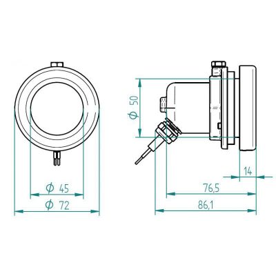 Прож. 3 Power LED 2.0, 8 Вт, 24В DC, круг 72 мм, накл. с контраг., V4A, 6000К, 5 м 2x0,75 мм2, RG чертеж, схема Allpools Прож. 3 Power LED 2.0, 8 Вт, 24В DC, круг 72 мм, накл. с контраг., V4A, 6000К, 5 м 2x0,75 мм2, RG чертеж, схема Allpools